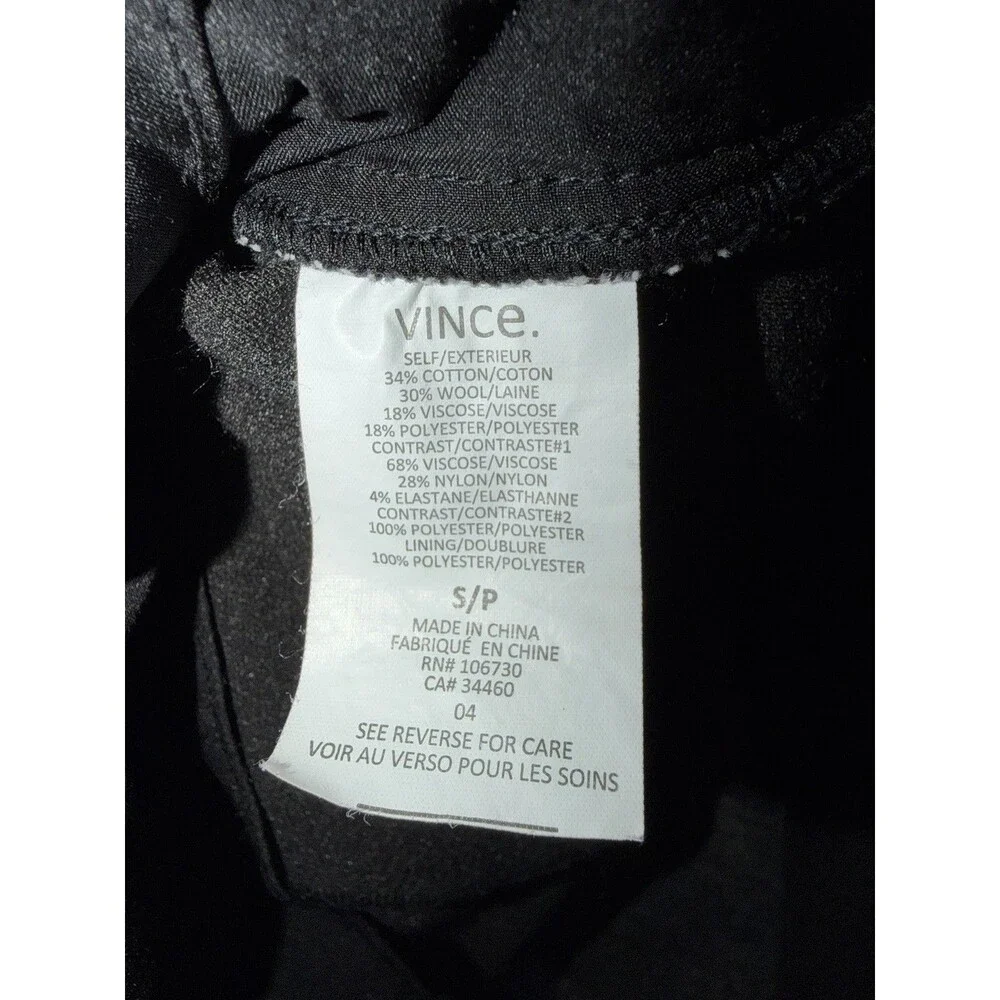 Vince. Mixed Media Shift Dress Black Gray Tweed Wool Blend Pockets Size S Small